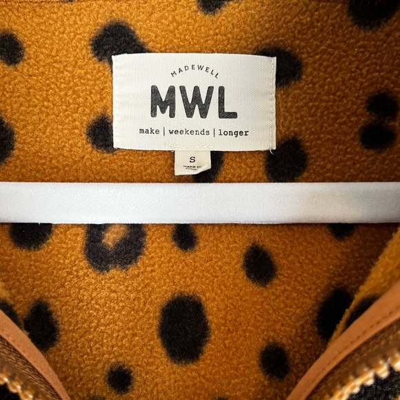 Madewell Leopard Half-Zip Fleece Pull Over - Picture 2 of 5
